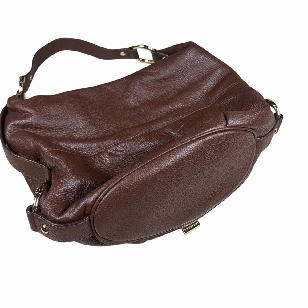 Michael Kors Pebbled Leather Hobo Handbag Shoulder Bag in Brown, Gold Hardware‎